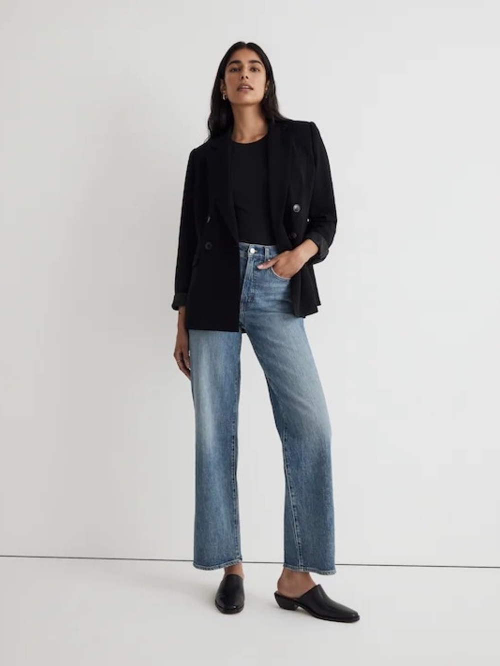 Madewell Petite Perfect Vintage Wide Leg Jeans 28 Medium Wash High Rise Cropped